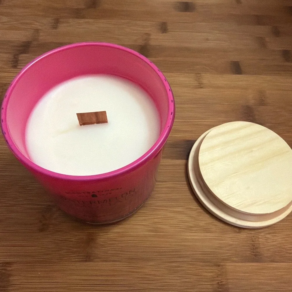 Scentsational Watermelon‎ Lemonade Wooden Wick Soy Blend Candle 11oz Pink Jar